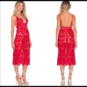 For Love And Lemons Dresses - For Love and Lemons Red Lace Midi Gianna Dress XS For Love And Lemons Dresses - For Love and Lemons Red Lace Midi Gianna Dress XS